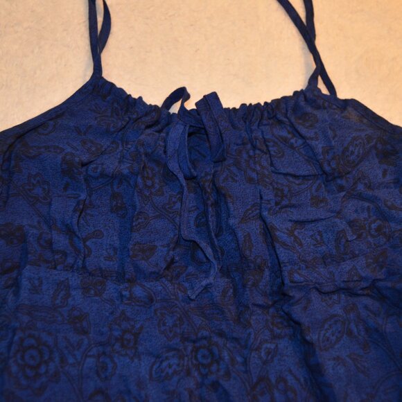 xhiliration y2k blue peasant sheath dress w black floral print szM - Picture 5 of 14